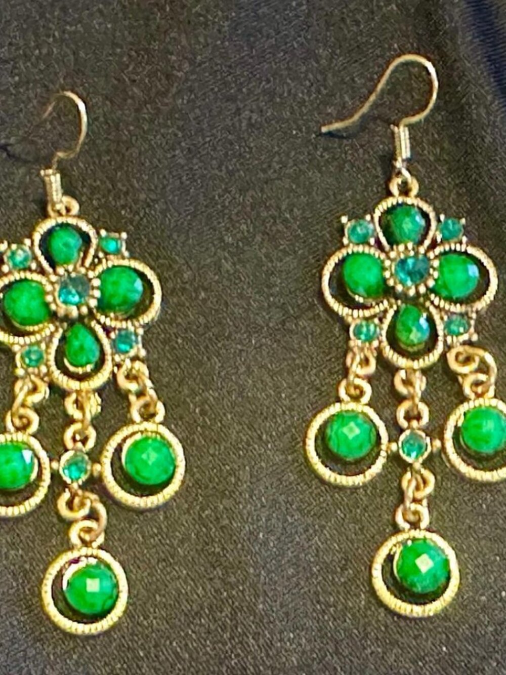 Green Chandelier Earrings - Picture 2 of 2
